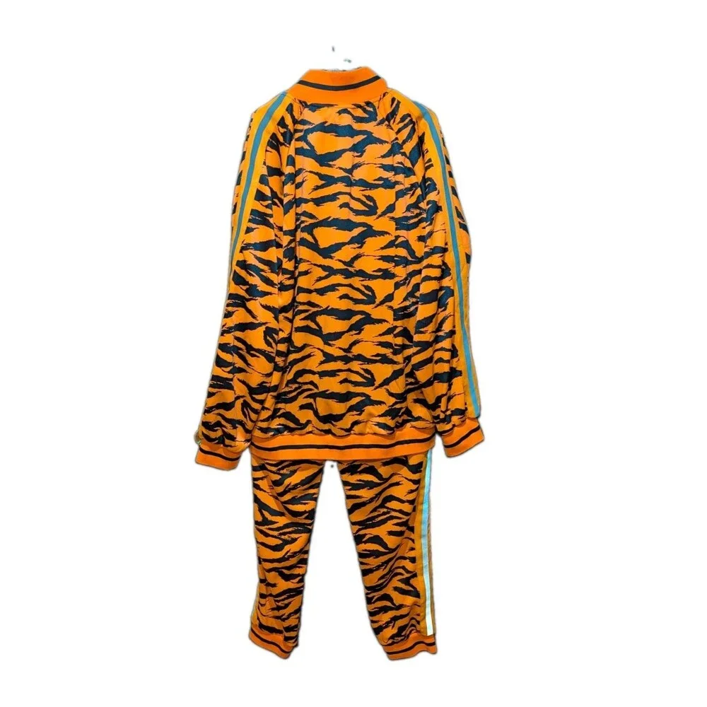 Men Tiger Reflective Jogging Track Suit Track Pants & Jacket Sweatsuit 3XL